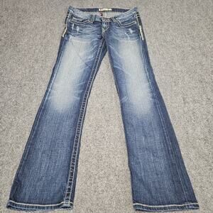 BKE Tenley Jeans Size 26x31.5 Blue Denim Slim Fit Bootcut Leg Buckle BKE Faded